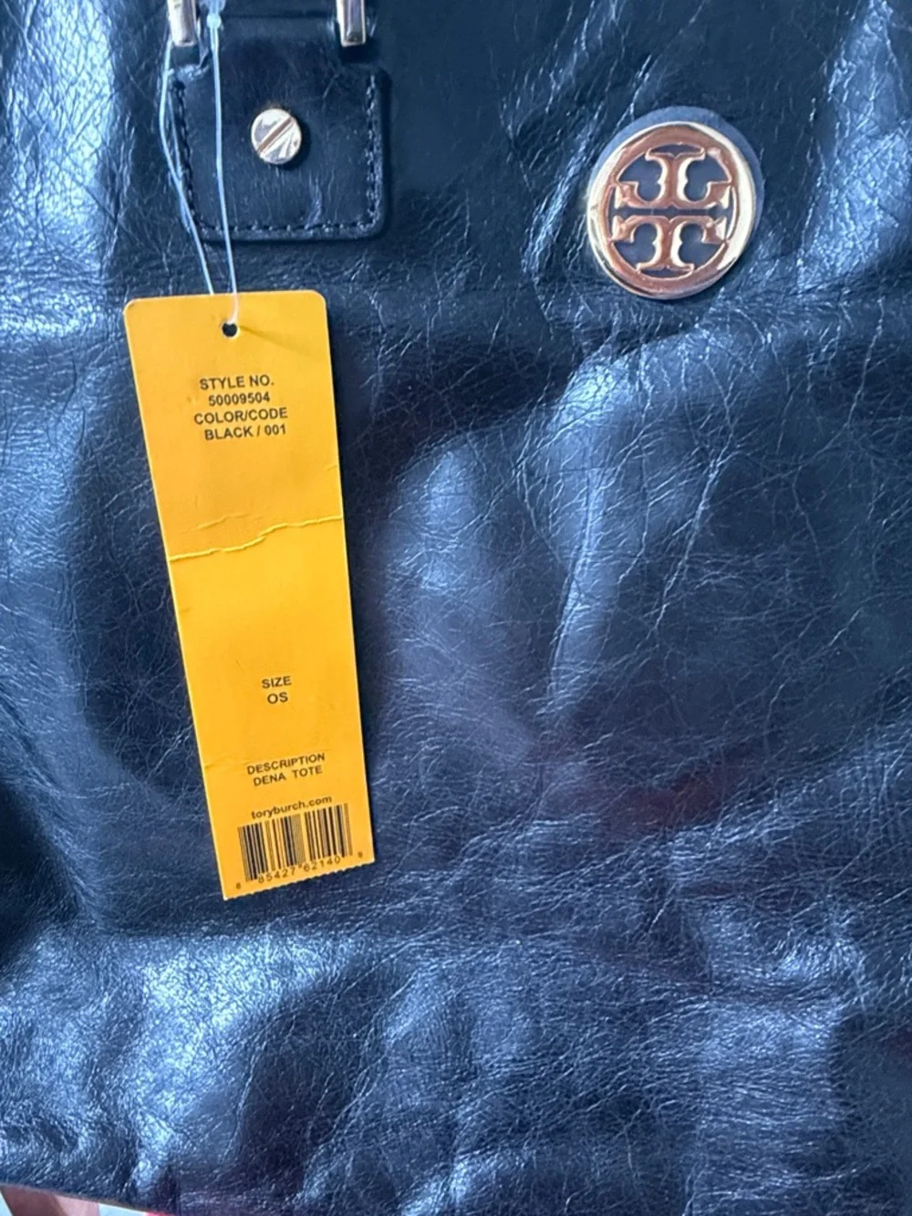 NWT Tory Burch Dena Black Distressed Leather Tote
